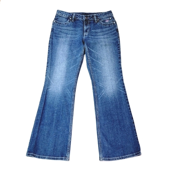 HARLEY-DAVIDSON ♡ Sweet Pink Accent Embellished Bling HARLEY Blue Jeans 10 - Picture 2 of 16